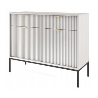 Buffet Gris 104x83x39cm Pied Métal Avec 2 Tiroirs