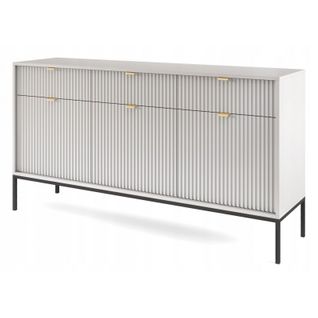 Buffet Gris 154x83x39cm Pied Métal Avec 2 Tiroirs