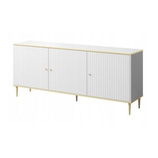 Buffet De Rangement Meuble Universel Blanc 180x76x40 Cm Glamyrs Élegant Sur Pieds Dorée