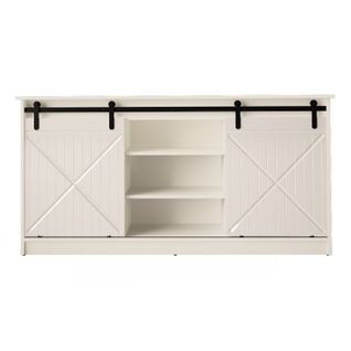Buffet Rangement Universel Blanc 160x81x35cm Grange Porte Coulissante