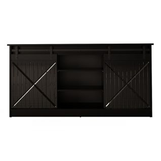 Buffet Rangement Universel Noir 160x81x35cm Grange Porte Coulissante