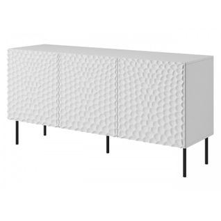 Commode De Rangement Meuble Universel 152x75x43cm Sur Pied Blanc Mat Hoti