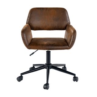 Chaise De Bureau Vintage En Tissu Suède Réglable Et 5 Roulettes