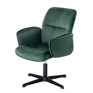 Chaise Visiteur En Velours Vert, Design Moderne Et Confortable, Pivotante Avec Base Stable.