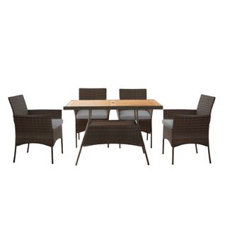Ensemble 1 Table Et 4 Chaises De Jardin - 5 Pièces Coussins Amovibles