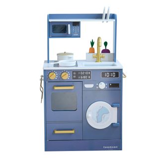 Cuisine Bois Enfant Potager Et Machine à Laver, Bleu, 79.2cm