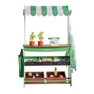 Stand De Marché Enfants Légumes Ardoise Et Accessoires Bois, Vert, 100.8cm