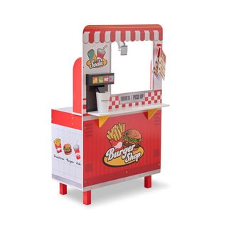 Burger Shop En Bois Pour Enfant Avec Grill Friteuse, Rouge