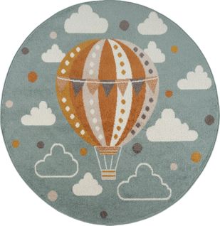 Tapis Rond Enfant Montgolfière Nuages Multicolore/bleu Ø 160