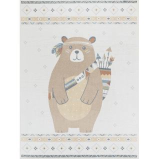 Tapis Enfant Lavable En Machine Ours Indien Beige/brun 140x200