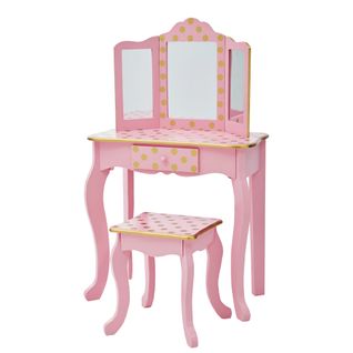 Coiffeuse Enfant Tabouret Miroir En Bois Rose Fantasy Fields Teamson