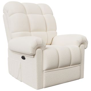 Fauteuil Relax Électrique Avec Repose-pieds En Velours Teddy,beige