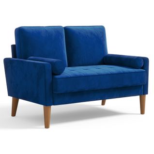 Canapé à 2 Places Scandinave, En Velours Loveseat 121x77x87cm, Bleu