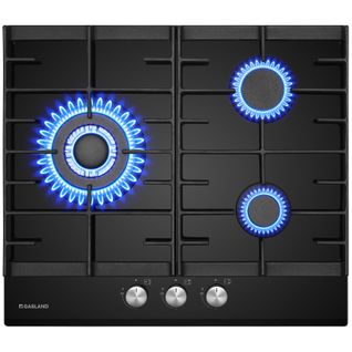 Plaque De Cuisson Gaz Gh603bf 3 Feux Encastrée, Noir 60 Cm