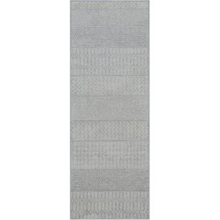 Tapis De Couloir Scandinave Bohème Gris/ivoire 80x220 Cm Adele