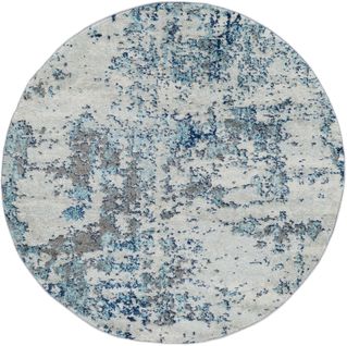 Tapis Rond Abstrait Moderne Bleu/gris/blanc Ø 160 Cm Sarah
