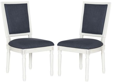 Chaises De Salle à Manger Carlota Lot De 2 Bleu Marine Bois D'hevea