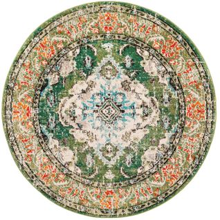 Tapis Monaco 152 X 152 Cm Bohème Chic Milà Vert Forêt / Bleu Clair
