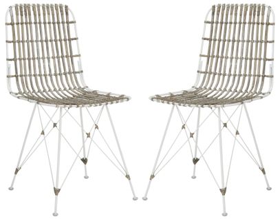 Chaises De Salle à Manger Earlean Lot De 2 Blanc Rotin