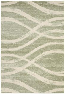 Tapis Adirondack 76 X 305 Cm Vague Moderne En Détresse Leocadia Sauge / Crème