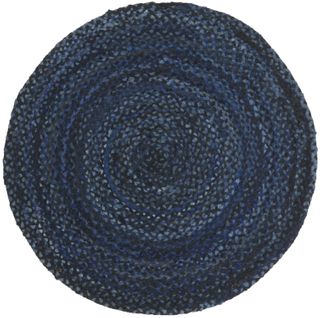 Tapis Braided 122 X 122 Cm Chalet De Campagne Lilou Bleu Marine