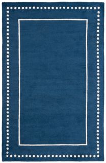 Tapis Bella 61 X 91 Cm Bordure En Pointilles Galilea Bleu Marine / Ivoire