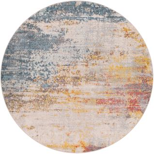 Tapis Rond Abstrait Moderne Multicolore/orange Ø 160 Cm Valerie