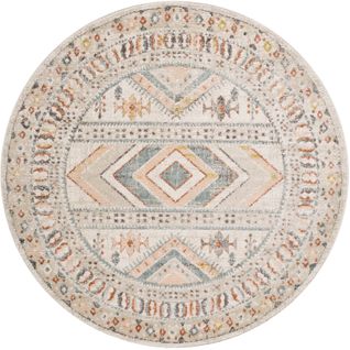 Tapis Rond Scandinave Bohème Multicolore/rose Ø 160 Cm Evelyn
