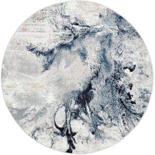 Tapis Rond Abstrait Moderne Bleu/gris Ø 160 Cm Emma