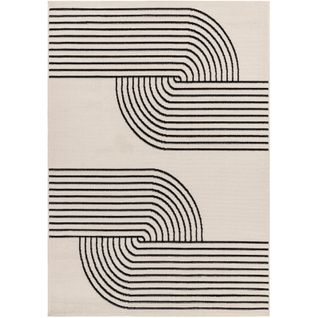 Tapis Scandinave Rétro Blanc/noir 152x213 Cm Constance