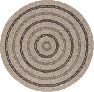 Tapis Rond Extérieur/intérieur Aspect Jute Beige/noir Ø 100