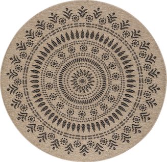 Tapis Rond Extérieur/intérieur Aspect Jute Beige/noir Ø 160