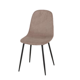 Chaise Velours Côtelé Chocolat Pieds Métal Noir