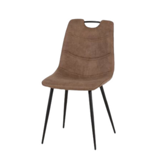 Chaise Simili Marron Avec Poignée Pieds Métal Noir