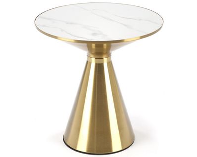 Table Ronde 50 Cm Aspect Marbre Blanc Napoli