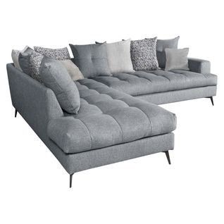 Canapé d'angle fixe gauche GIMINI tissu gris foncé