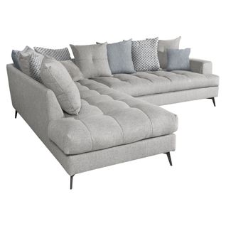 Canapé d'angle fixe gauche GIMINI tissu gris clair