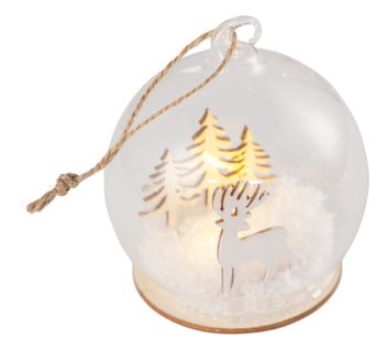 Boule cerf LED H. 9,5 cm  Verre