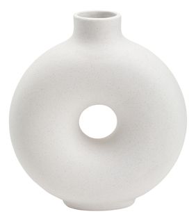 Vase en grès H. 28 cm Circle Blanc