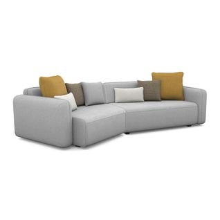 Canapé d'angle méridienne TACTIC à gauche tissu gris clair