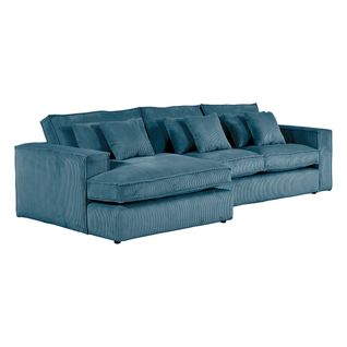 Canapé d'angle méridienne gauche CLOUD tissu bleu
