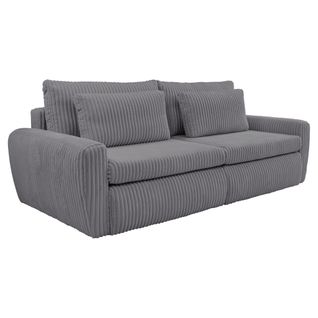 Canapé 3 places convertible MEVI tissu ambiance anthracite