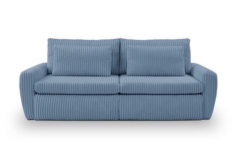 Canapé 3 places convertible MEVI tissu ambiance bleu clair