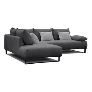 Canapé d'angle gauche LUCCAS tissu forte anthracite