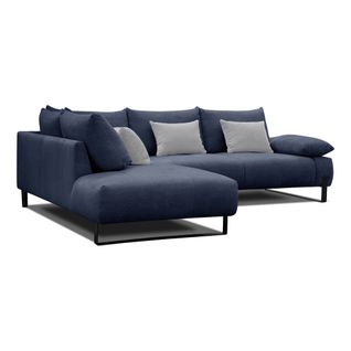 Canapé d'angle gauche LUCCAS tissu forte bleu marine