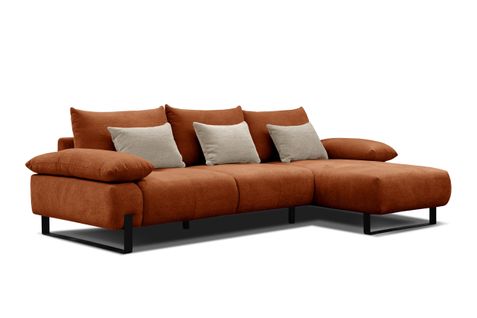 Canapé d'angle meridienne droit LUCCAS tissu forte terracotta