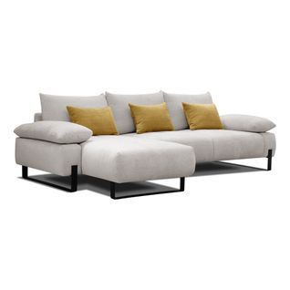 Canapé d'angle meridienne gauche LUCCAS tissu forte beige