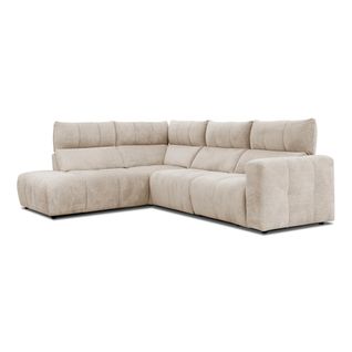 Canapé angle relax électrique gauche UNIVERS tissu forte 28 beige fonce