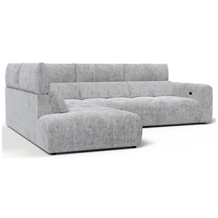 Canapé angle relax électrique gauche UNIVERS tissu sajma gris clair