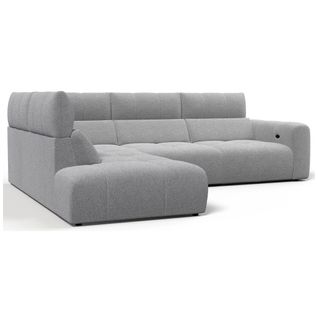 Canapé angle relax électrique gauche UNIVERS tissu oro gris moyen